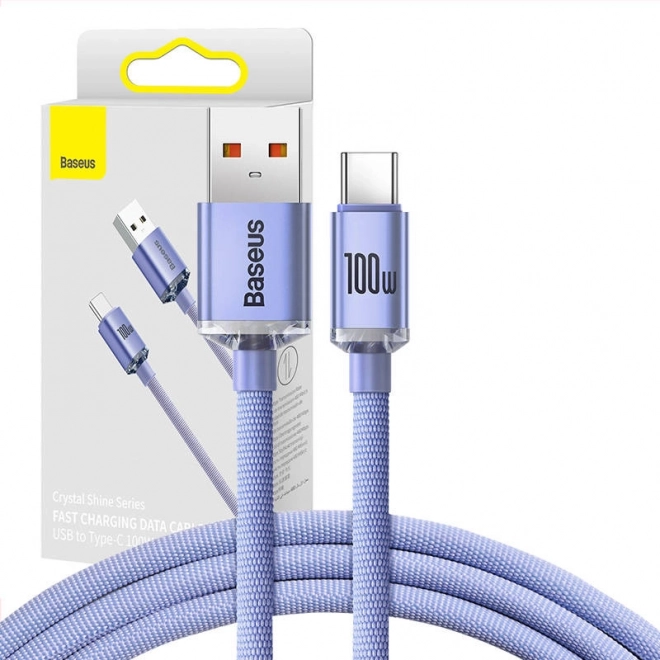 Baseus Crystal Shine kabel USB na USB‑C 100 W, 1,2 m, ljubičasti