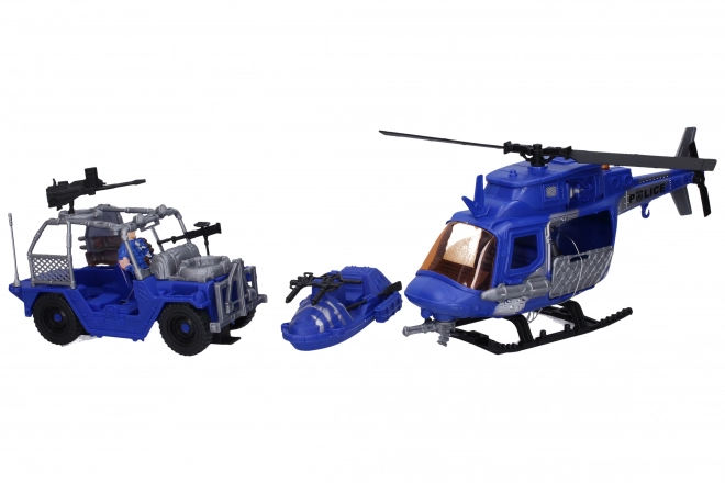 Policijski set za igru s figuricama i helikopterom