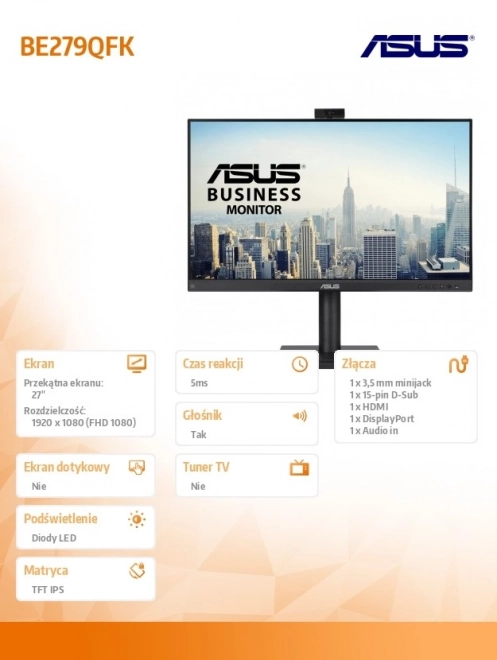 Monitor ASUS BE279QFK s kamerom