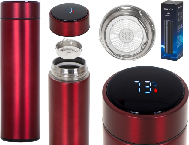 Termo šalica sa smart LED zaslonom 500 ml – Bordo