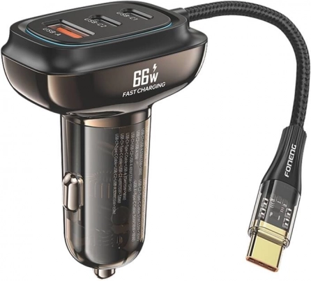 Auto punjač FONENG C20 66 W s 3 priključka (USB-A + 2× USB-C)