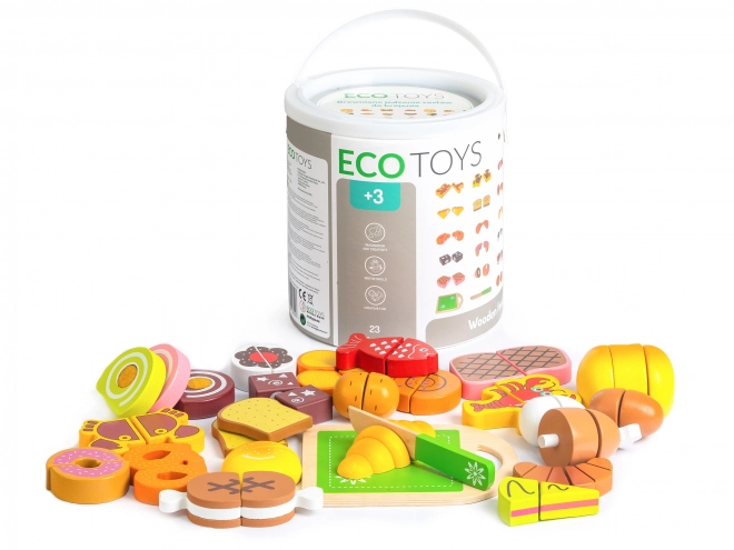 Drvene namirnice za rezanje 23 komada ECOTOYS