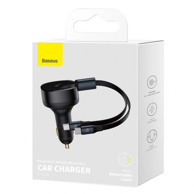 Baseus auto adapter s USB-C kabelom, 33 W