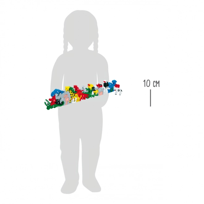 Drvene puzzle životinje s slovima i brojevima