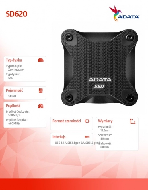 Vanjski SSD disk ADATA SD620 512GB