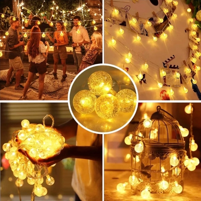 Božićna rasvjeta loptice 100 LED, topla bijela, 10m