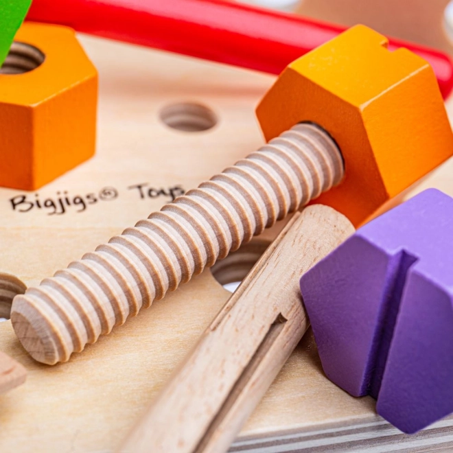 Drveni stol i kutija za alat 2u1 Bigjigs Toys
