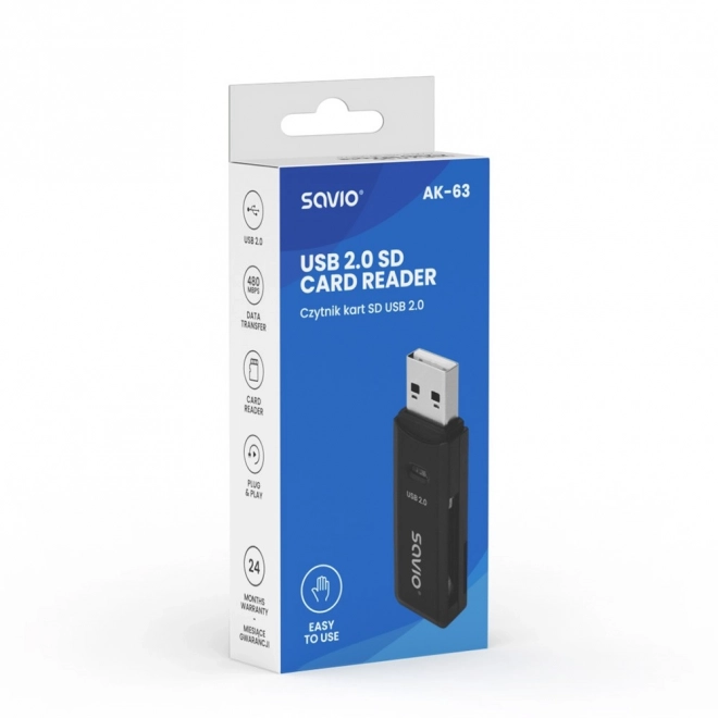 Čitač kartica SD, USB 2.0, 480 Mb/s, AK-63