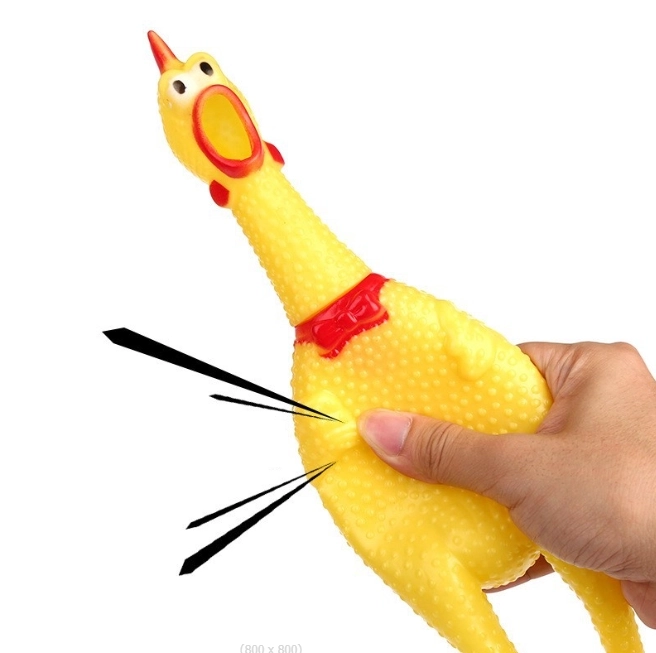 Piskajuća igračka za pse - piletina, 16 cm