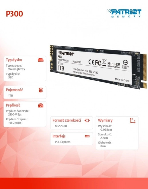 Interni SSD disk Patriot P300 1TB