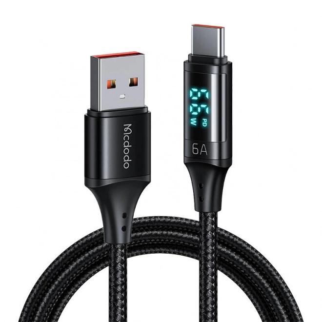 USB na USB-C Mcdodo CA-1080 s ekranom, 66W, 6A, 1,2 m (crna)