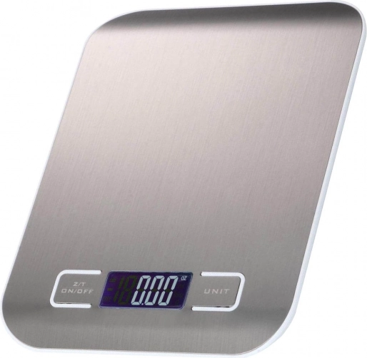 Elektronička kuhinjska vaga od nehrđajućeg čelika 5 kg/1 g s pozadinski osvijetljenim LCD-om
