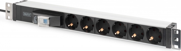 Rack PDU letvica za 19'' ormare DIGITUS, 6x schuko, kabel 2 m, osigurač, aluminijski profil