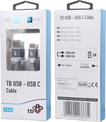USB-C kabel 1,5 m Sivi Premium