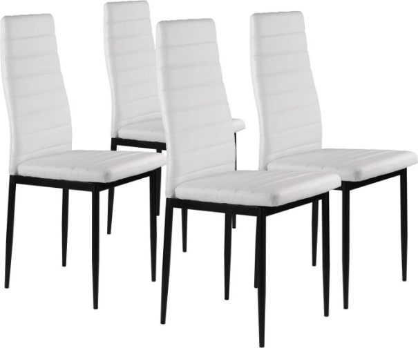 Set od 4 blagovaonske stolice s ergonomskim naslonom od eko-kože, bijele