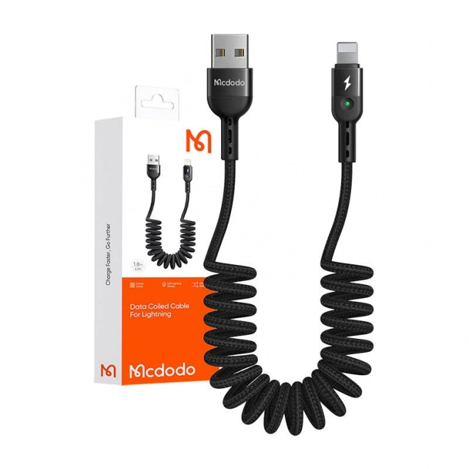 USB-Lightning kabel, Mcdodo CA-6410, opružni, 1,8 m (crni)