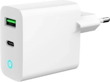 mrežni punjač USB‑A/USB‑C 20 W s LED, PD i QC 3.0, bijela