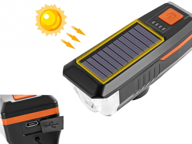 Prednje LED svjetlo za bicikl sa solarnim punjenjem i trubom