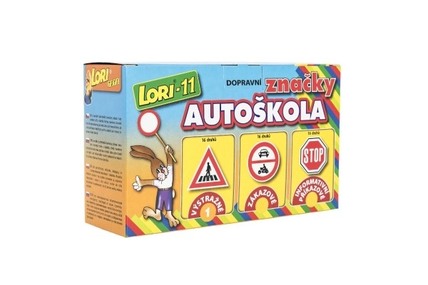 Konstrukcijski set LORI 11 Autoškola Prometni znakovi 16kom+2 čunja+auto plastika u kutiji 22x13x6cm