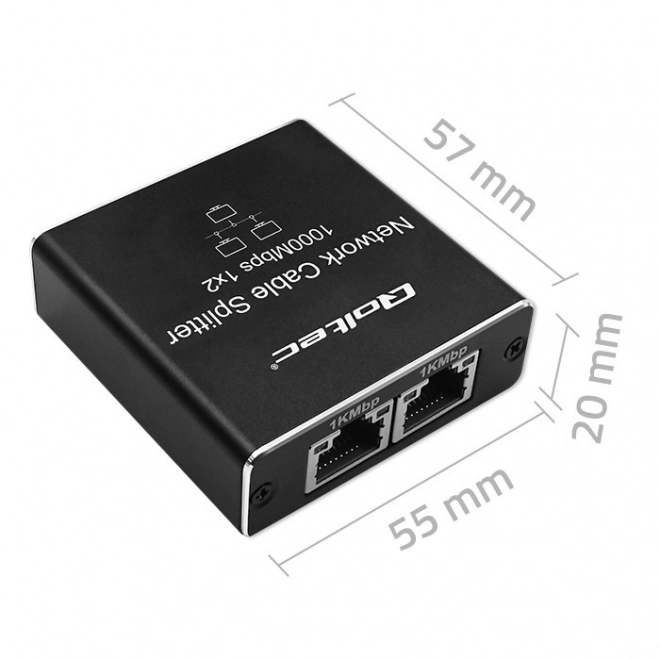 Splitter mini SWITCH 1x2 porta RJ45 | 1000Mbps | USB-C| Aluminij