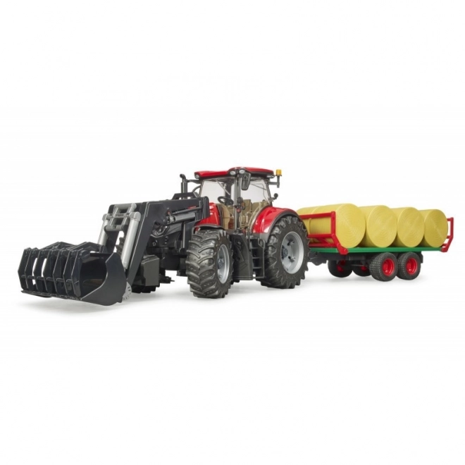 Bruder traktor Case IH Optum 300 CVX s prednjim utovarivačem i prijevoznim sredstvom za bale