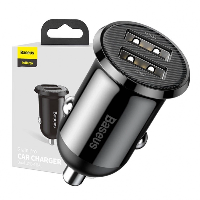 punjač za auto Baseus Grain Pro 2x USB crna