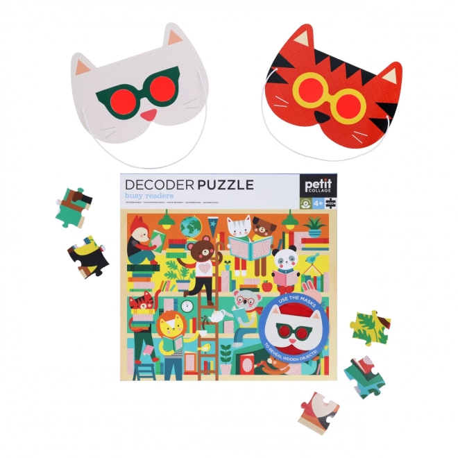 Petit Collage puzzle knjižnica s 3D naočalama