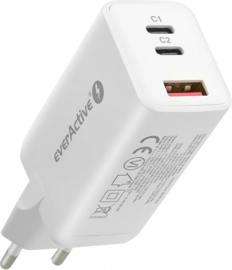 Bijeli brzi punjač USB/USB-C QC4+ 65W s GaN tehnologijom