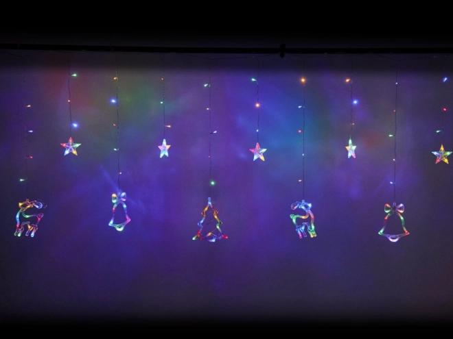 LED šareni zavjes s božićnim motivima - 2,5 m, 138 LED