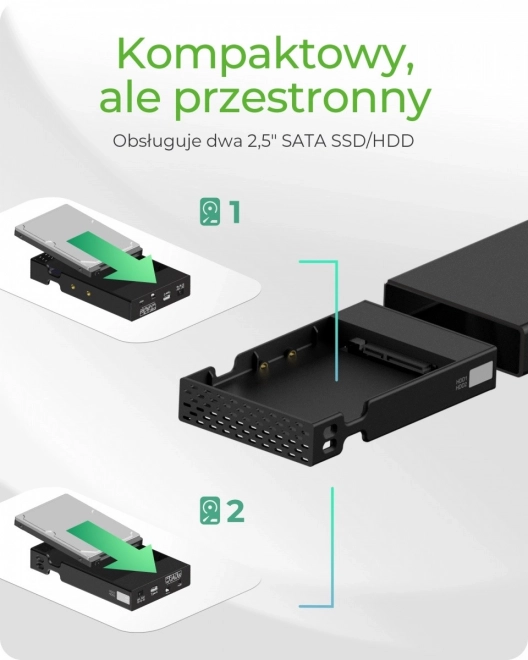 Vanjsko RAID kućište IB-RD2253-C31 za 2,5 SATA HDD na USB 3.2 Gen 2, RAID 0,1, JEDAN, VELIKI