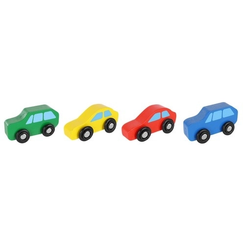 Drveni kamion s prikolicom + set automobila 22698