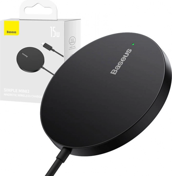 Magnetni bežični punjač Baseus Simple Mini3 15W crni