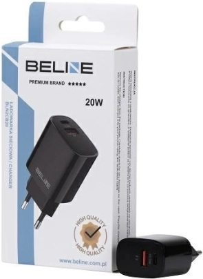 crni punjač 20W s USB-C + USB-A