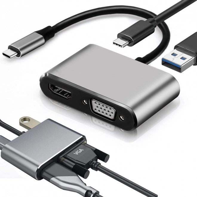 Adapter USB-C HDMI 4K VGA Hub s Power Delivery