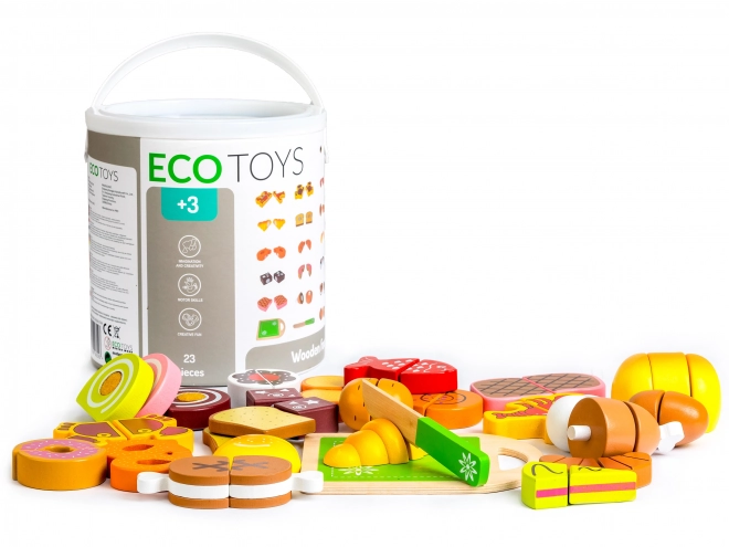 Drvene namirnice za rezanje 23 komada ECOTOYS