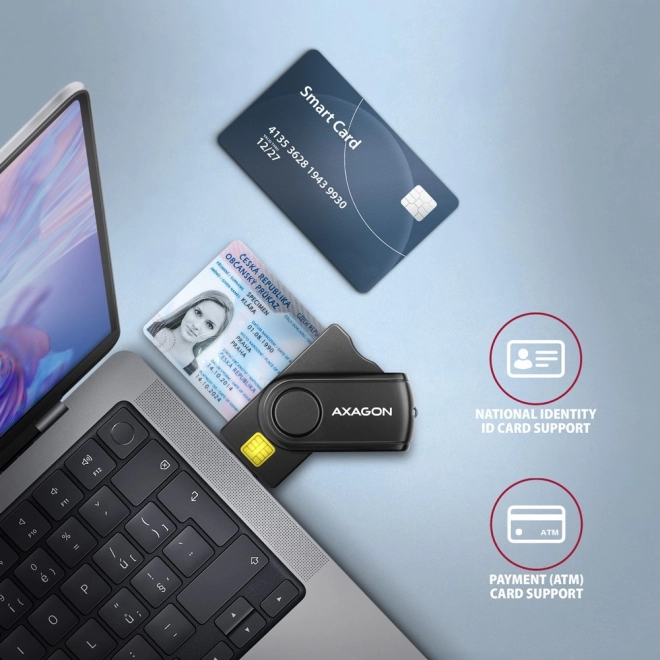 Džepni čitač kartica AXAGON za ID, SD, microSD i SIM kartice s USB-om