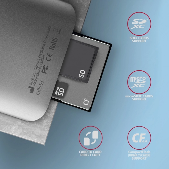 Čitač kartica Axagon CRE-S3 USB 3.2 Gen 1