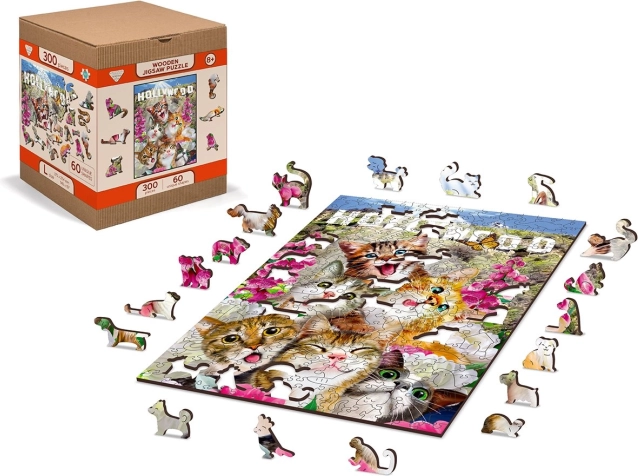 Drvene puzzle Mačići u Hollywoodu - 2u1, 75 dijelova