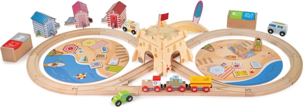 Drvena željeznička pruga BIGJIGS RAIL čišćenje obale, 70 dijelova
