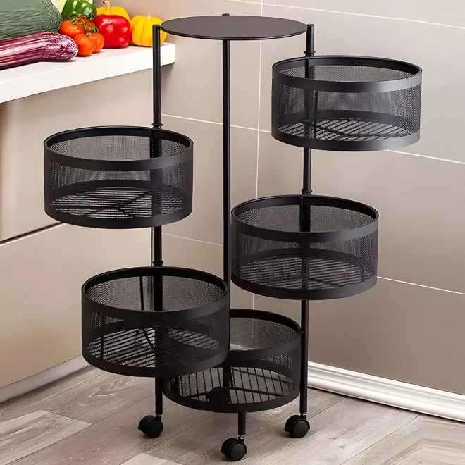 Kuhinjski organizator polica s rotirajućim policama, 5 razina, metal, ModernHome