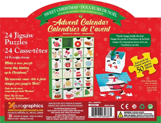 Adventni kalendar s puzzlama Eurographics 24 x 50 komada – Slatki Božić