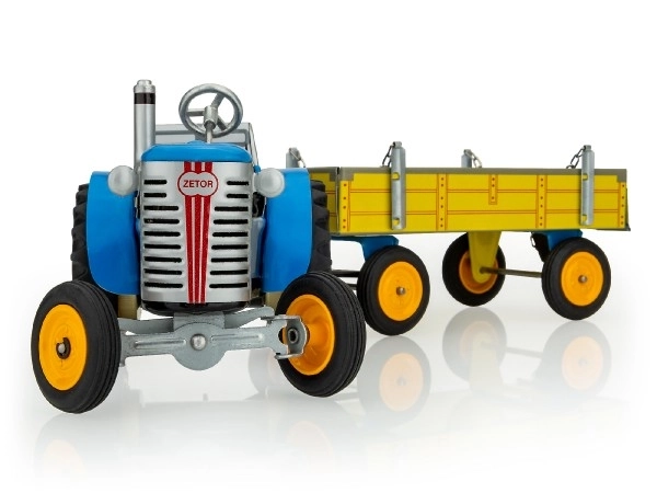 Traktor Zetor s prikolicom plavi na ključ metal 28cm Kovap u kutiji