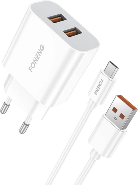 Brzi punjač FONENG 2× USB 12 W s Micro USB kabelom