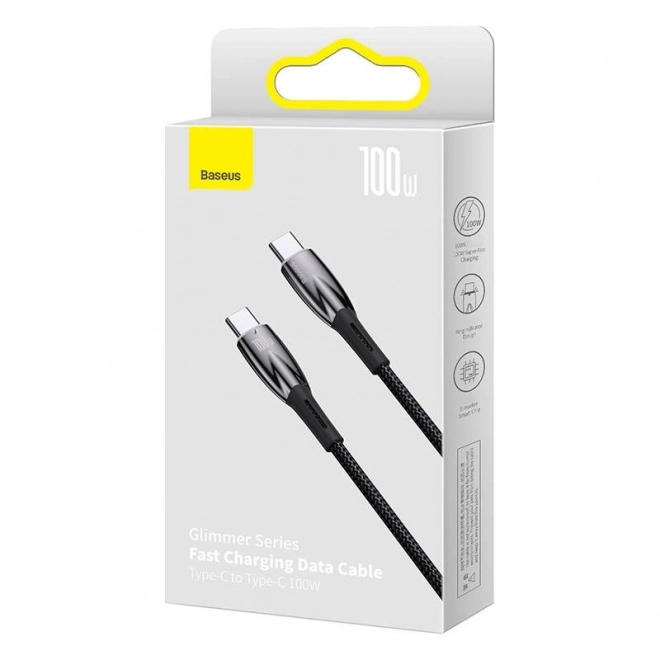 Kabel Baseus Glimmer USB-C na USB-C 100W 1m crni
