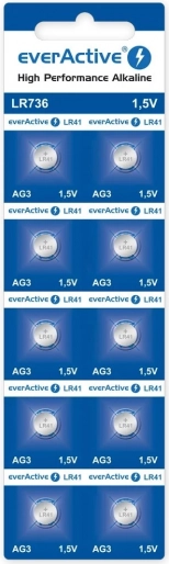 Alkalne gumb baterije everActive LR41 (LR736/AG3) 1,5 V – blister 10 kom