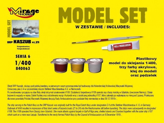 Poljski razarač ORP Kaszub model iz 1935, 1:400