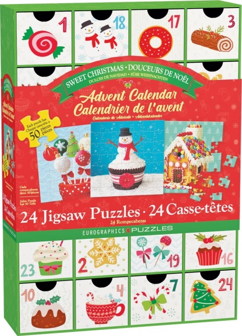 Adventni kalendar s puzzlama Eurographics 24 x 50 komada – Slatki Božić