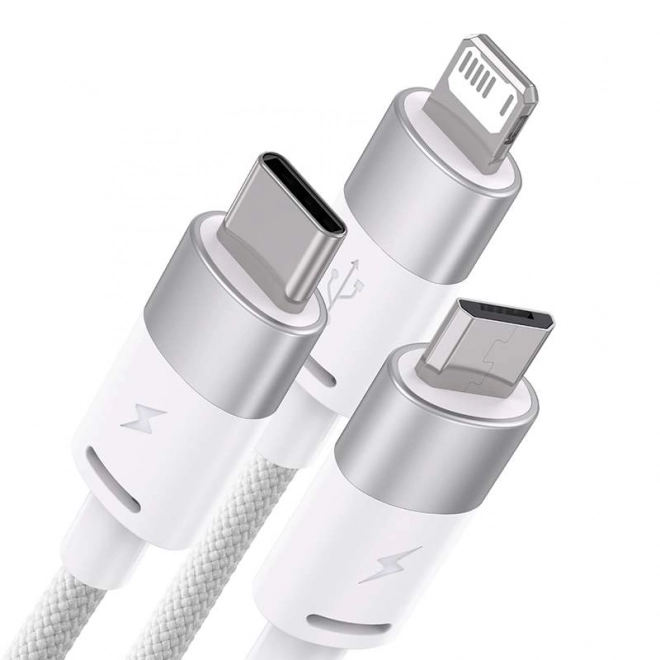 Kabel 3v1 USB Baseus serije StarSpeed, USB-C + micro + Lightning 3,5A, 1,2 m (bijeli)