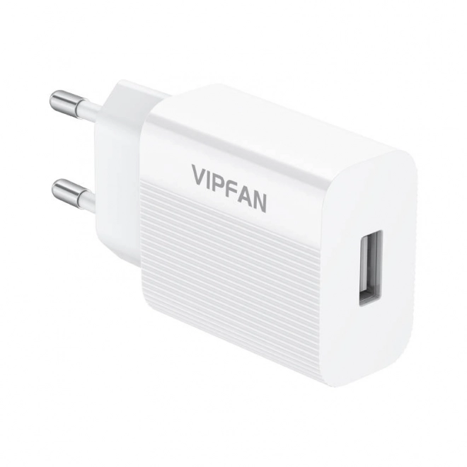 Zidni punjač VFAN E01, 1x USB, 2,4 A (bijela)
