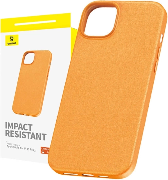 Maskica za iPhone 15 Pro Baseus Fauxther Series narančasta